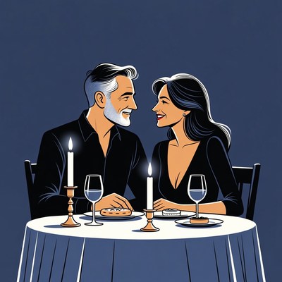 Romantic Couple Dining by Candlelight