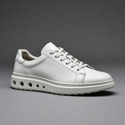 White Leather Sneakers with Sole Holes