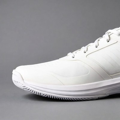 White Tennis Shoes on Gray Background