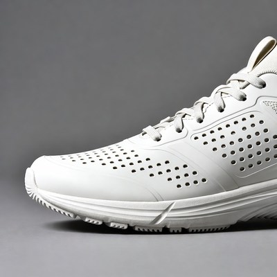 White mesh running sneakers