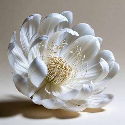 White Dahlia Flower Closeup