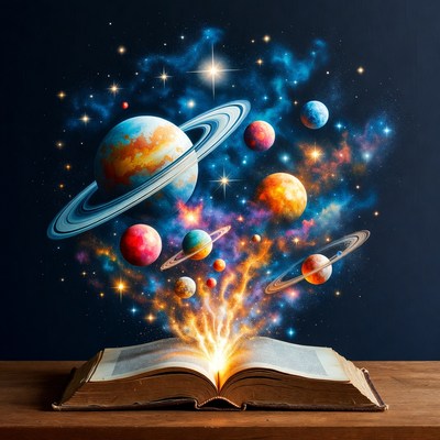 Open Book Releasing Magical Planets