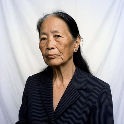 Elderly Asian woman in suit