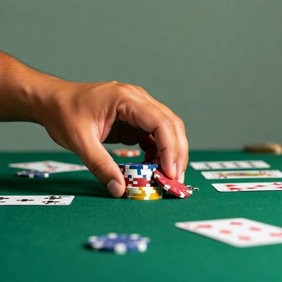 Hand picking up poker chips
