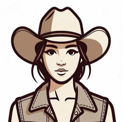 Asian woman wearing cowboy hat