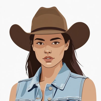 Woman wearing cowboy hat and vest