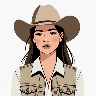 Asian woman wearing cowboy hat