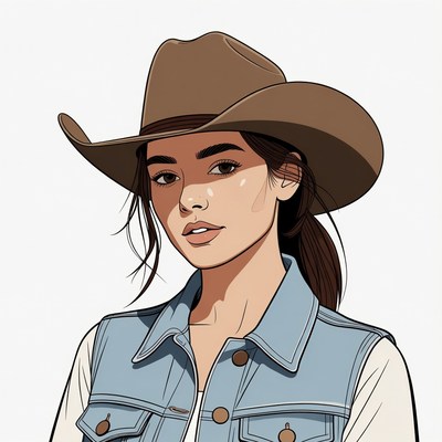 Cowgirl wearing brown hat