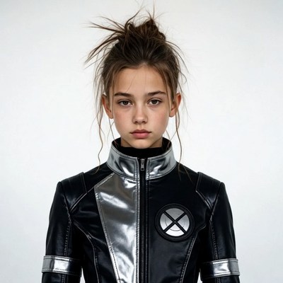 Girl in X-Men leather jacket