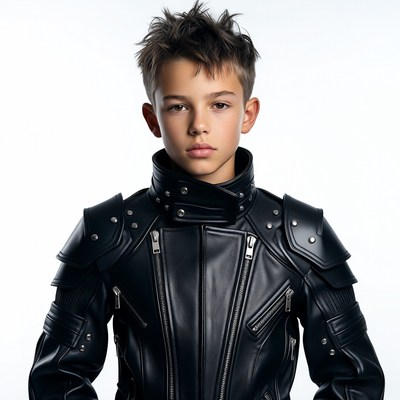 Boy in spiked leather jacket