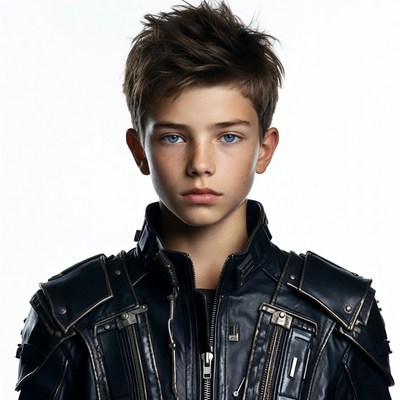 Boy in spiked leather jacket
