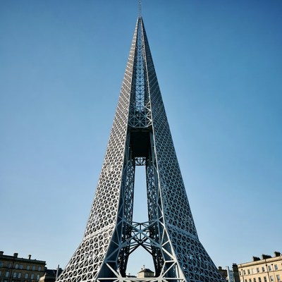 Tall lattice spire tower structure