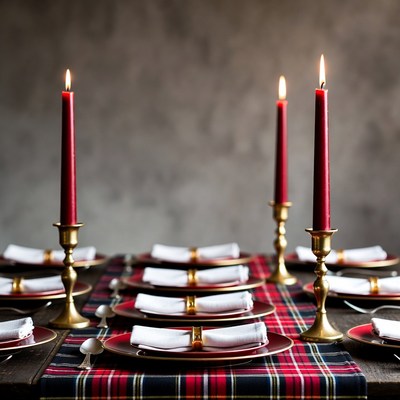 Elegant Table Set with Red Candles
