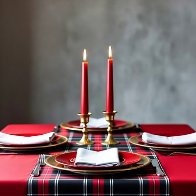 Elegant Red Candle Dinner Table Setting