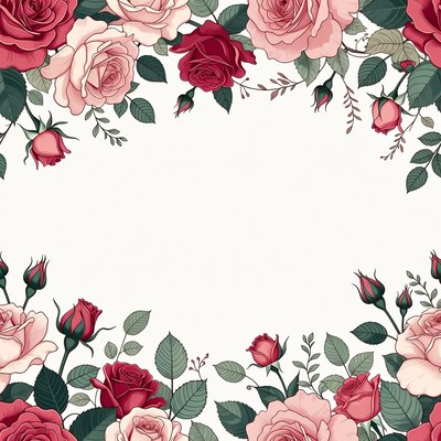 Pink and Red Rose Border Illustration