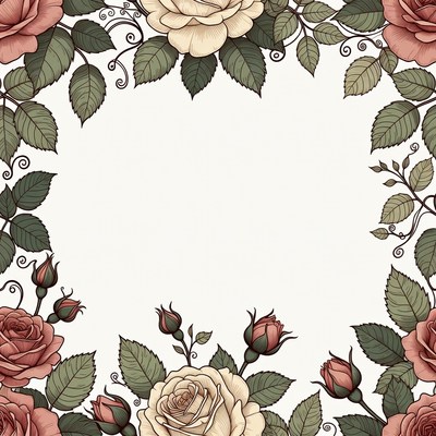 Rose Flower Frame Border