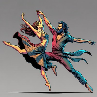 Man and Woman Dancing Dynamically