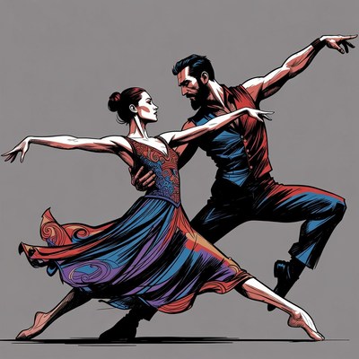 Man and woman dancing passionately
