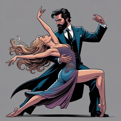 Man and Woman Tango Dancing