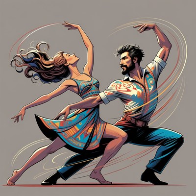 Man and woman dancing passionately