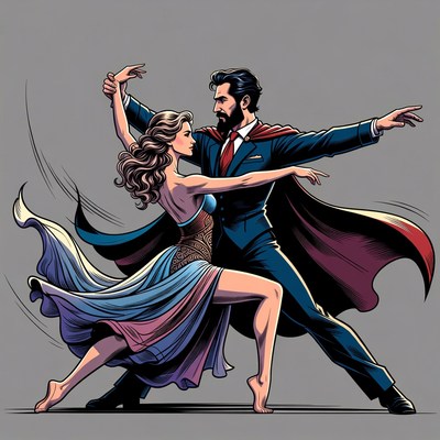 Man and woman tango dancing