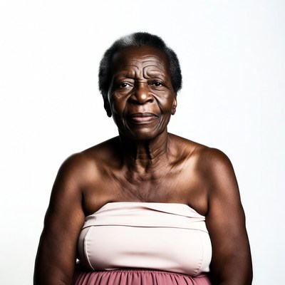 Elderly African woman in pink dress
