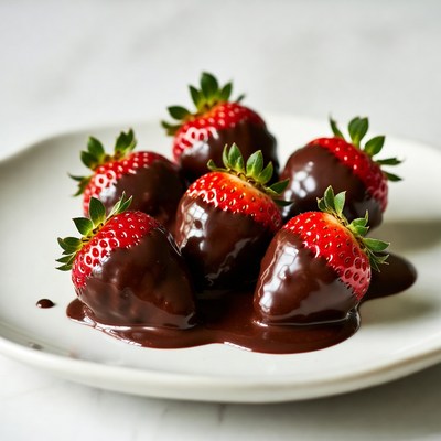 Chocolate Covered Strawberries on Plate