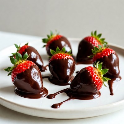 Chocolate Covered Strawberries on Plate