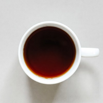 Top view of steaming black tea