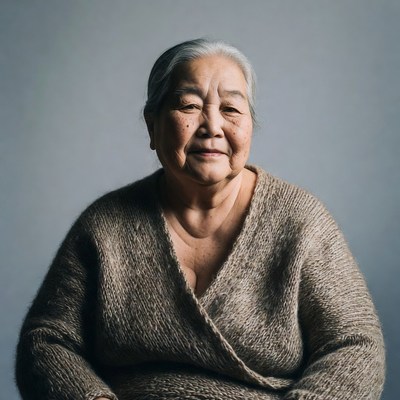 Elderly Asian woman smiling