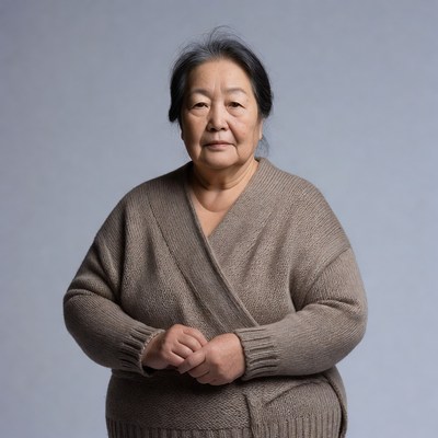 Elderly Asian woman in sweater