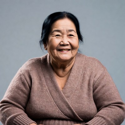 Elderly Asian woman smiling