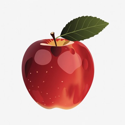 Red Apple with Leaf