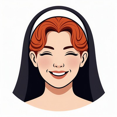 Smiling nun with red hair
