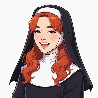 Smiling Nun with Red Hair