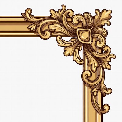Ornate Golden Frame Corner Illustration