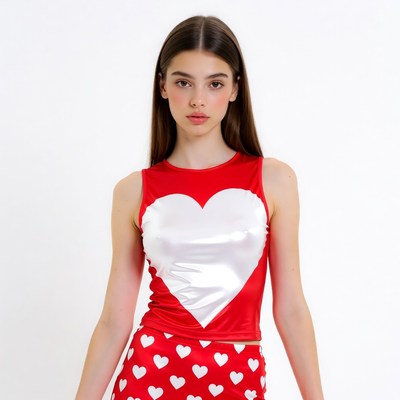 Teen girl in red heart top and skirt