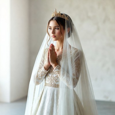 Bride Praying with Hands Clasped