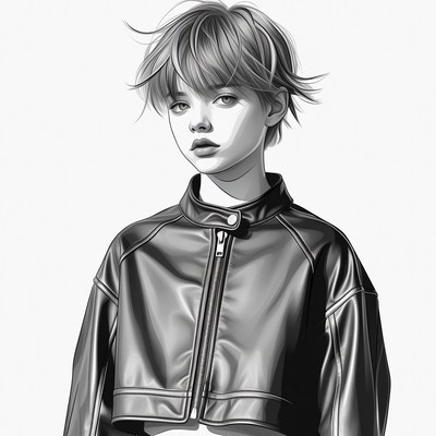 Girl in leather jacket portrait