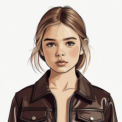 Girl in leather jacket portrait
