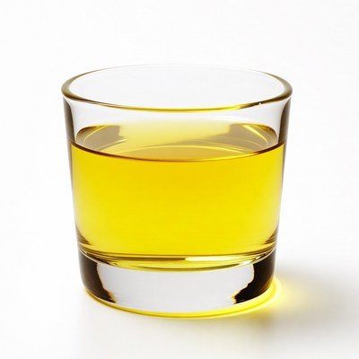 Glass of yellow liquid