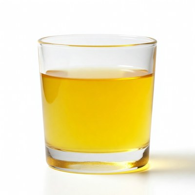 Glass of yellow liquid