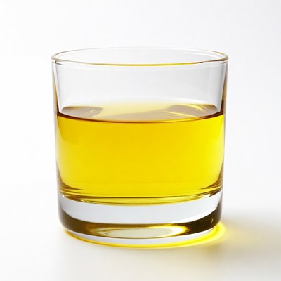 Glass of yellow liquid