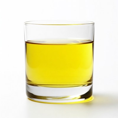 Glass of yellow liquid