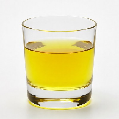 Glass of yellow liquid