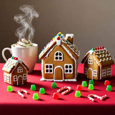 Gingerbread houses with hot chocolate