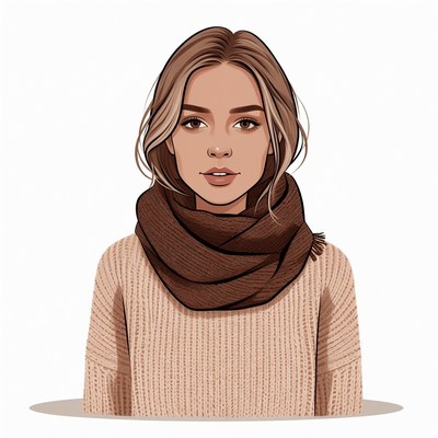 Woman wearing brown scarf