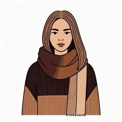Asian woman wearing scarf