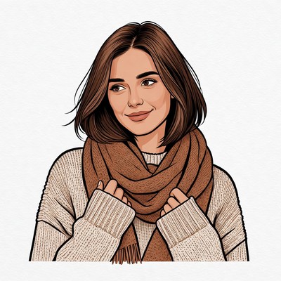 Woman smiling with brown scarf