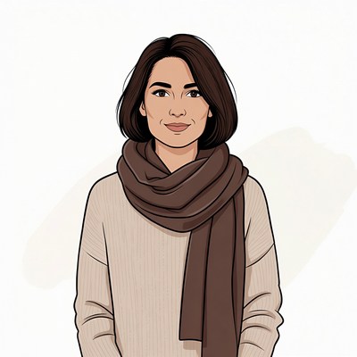 Asian woman wearing brown scarf